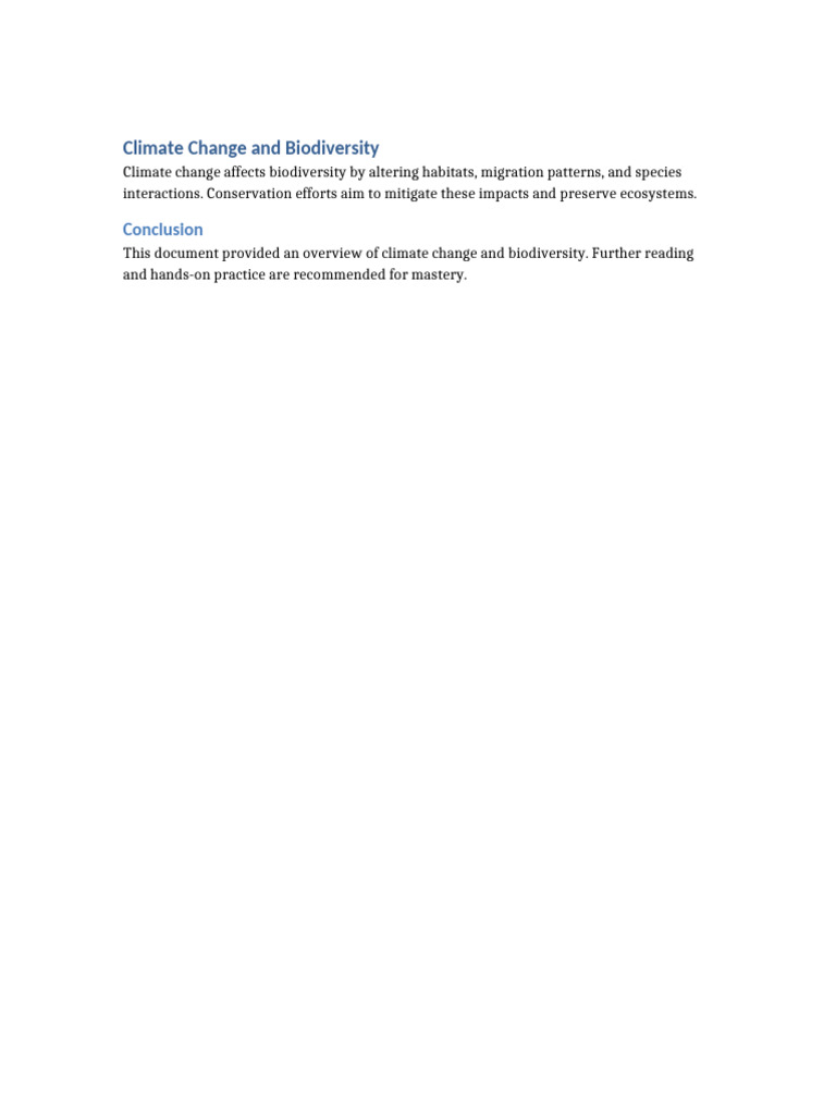 Impact of Climate Change on Biodiversity | PDF