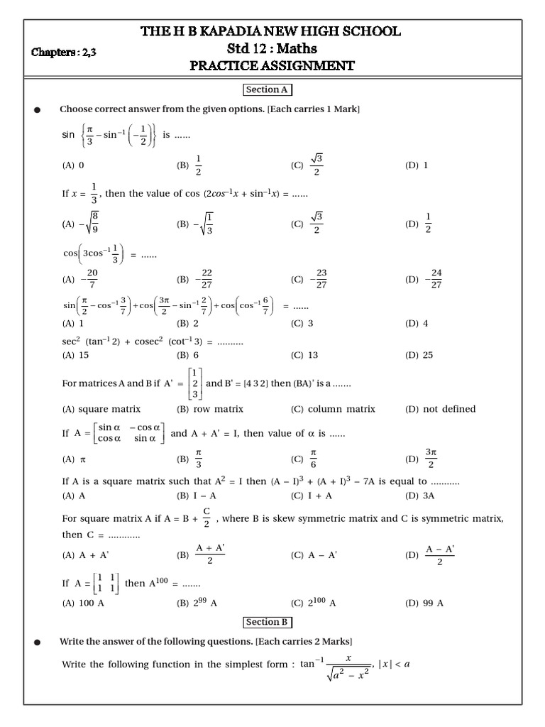 Maths Practice Worksheet | PDF | Linear Algebra | Algebra