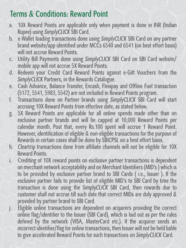 SimplyCLICK SBI Card Reward Points Guide | PDF | Credit Card | Loyalty ...