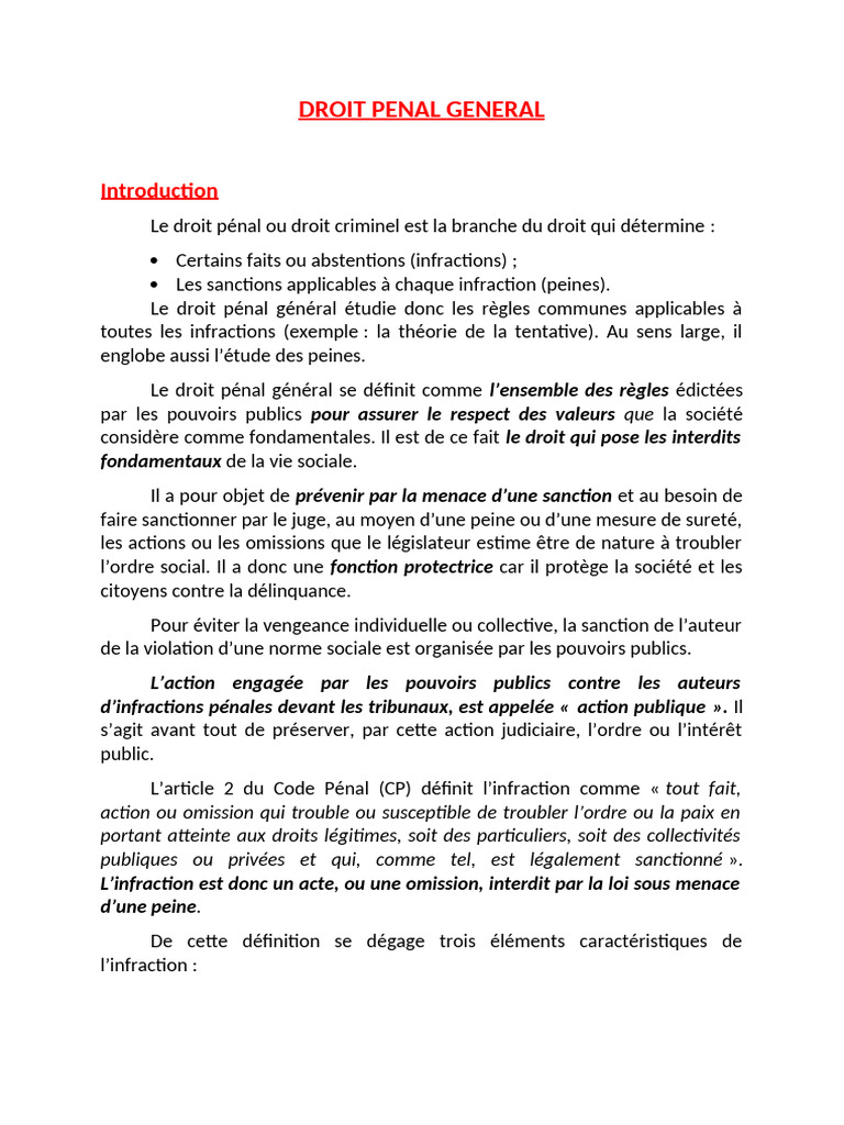Comprendre le Droit Pénal Général | PDF | Crimes | Crime et violence