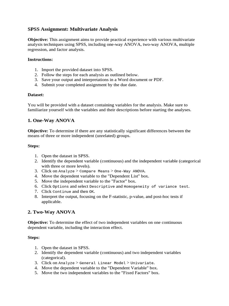 SPSS Multivariate Analysis Assignment | PDF | Analysis Of Variance ...