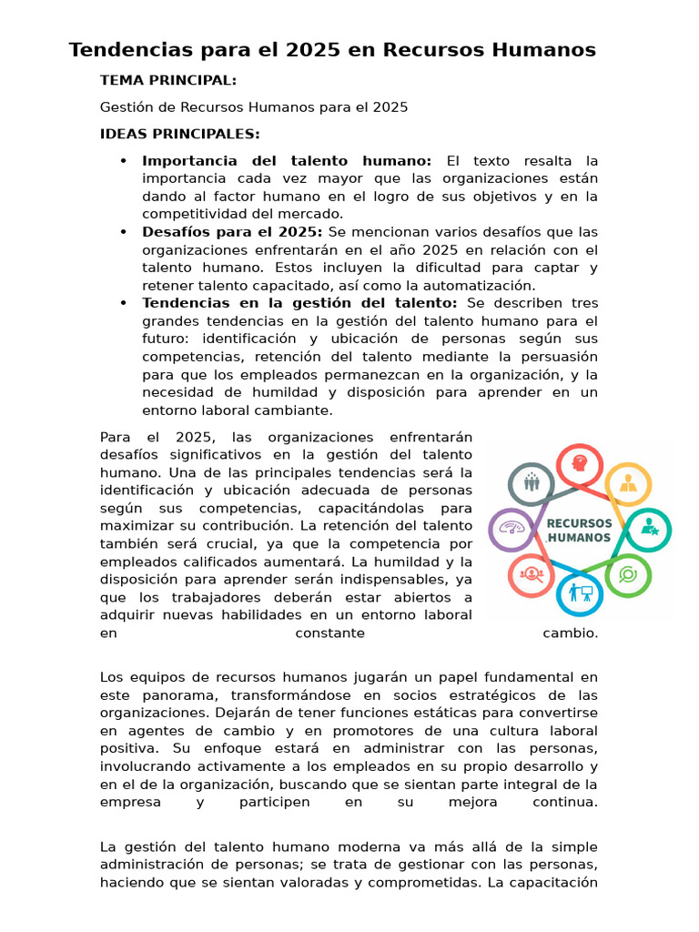 Tendencias en Talento Humano 2025 | PDF | Gestión del talento | Gestión ...