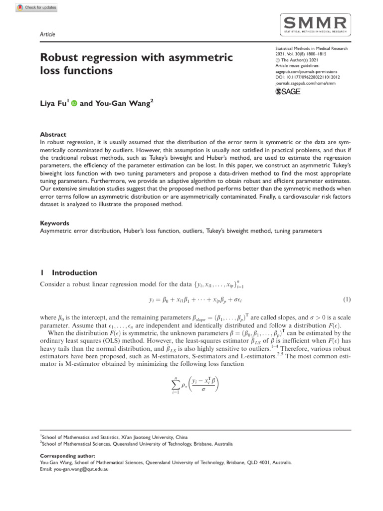 Asymmetric Robust Regression Methods | PDF | Estimator | Linear Regression