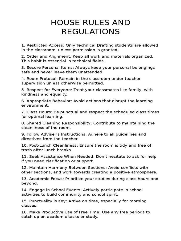 Classroom House Rules and Guidelines | PDF | Classroom | Teachers