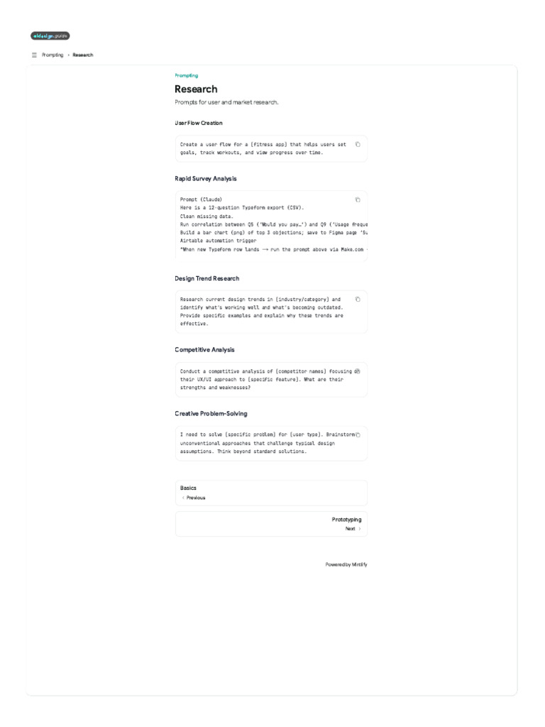 User Research and Design Prompts Guide | PDF