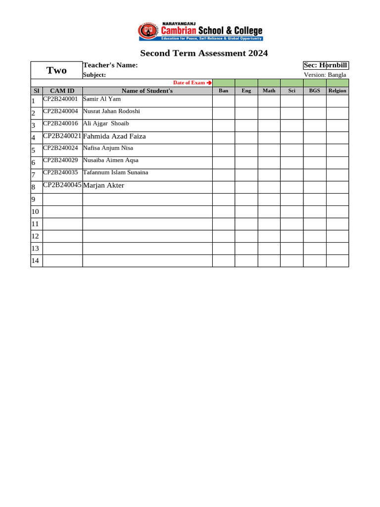 Two 2nd Term Assessment 2024 | PDF