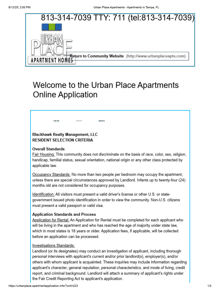 Urban Place Apartments Application Guide | PDF | Lease | Credit History