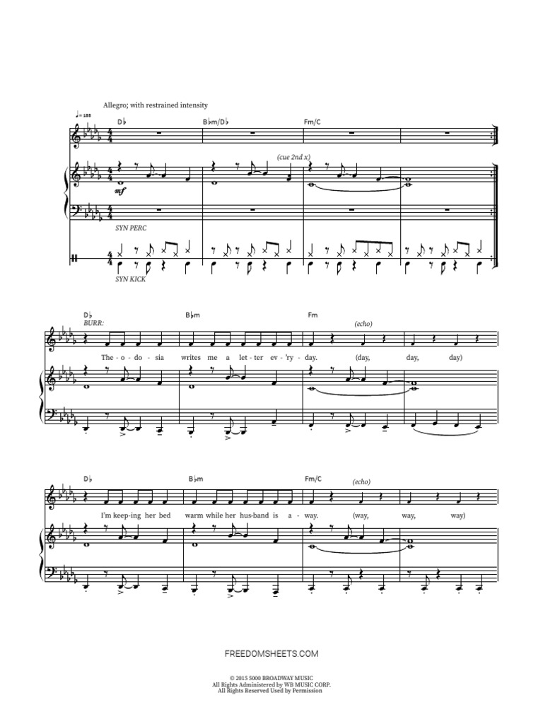 Lin Manuel Miranda Hamilton Wait For It Pdf Musical Theatre