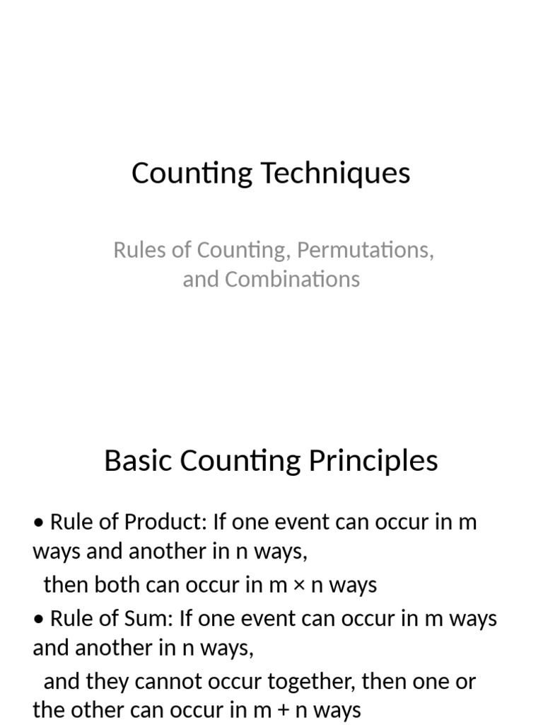 Counting Techniques: Permutations & Combinations | PDF