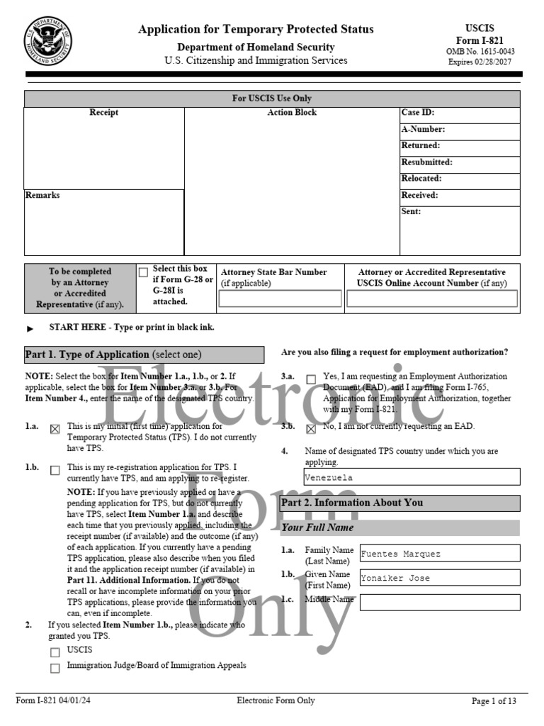 Form I-821: TPS Application Guide | PDF | Justice | Crime & Violence