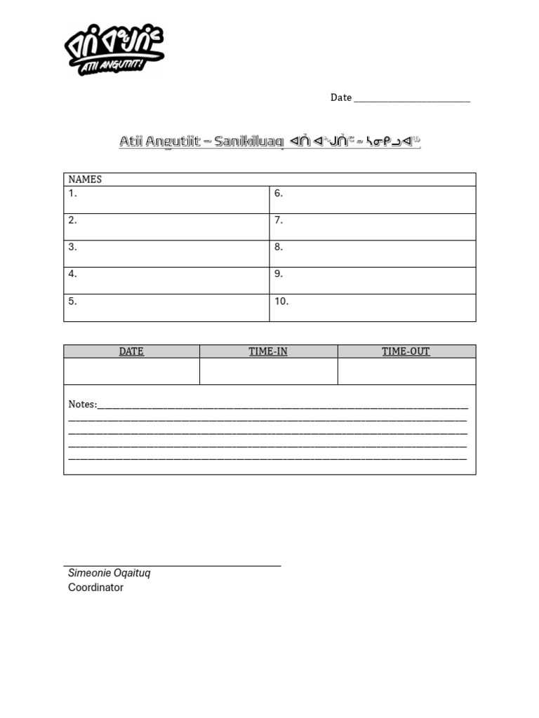 Name and Time Log Template | PDF