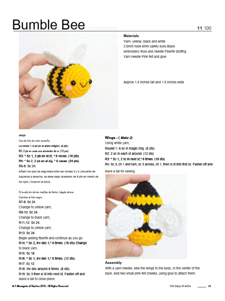 Amigurumi Bumblebee Crochet Pattern | PDF | Textile Arts | Needlework