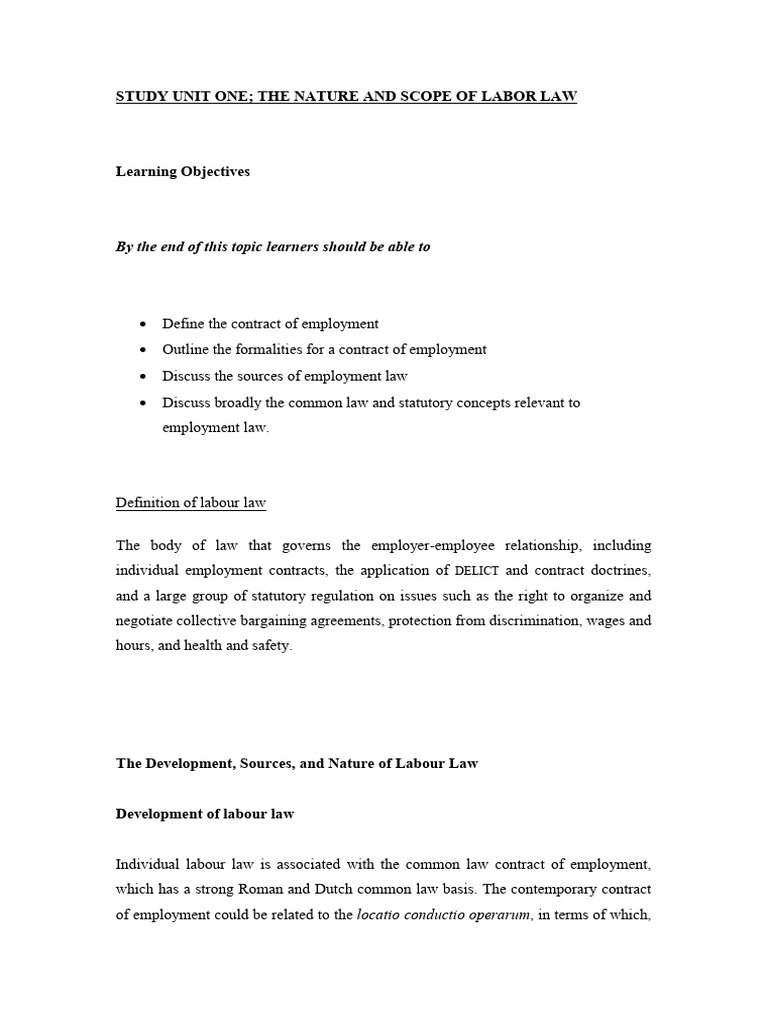Nature and Scope of Labor Law | PDF | Labour Law | Employment