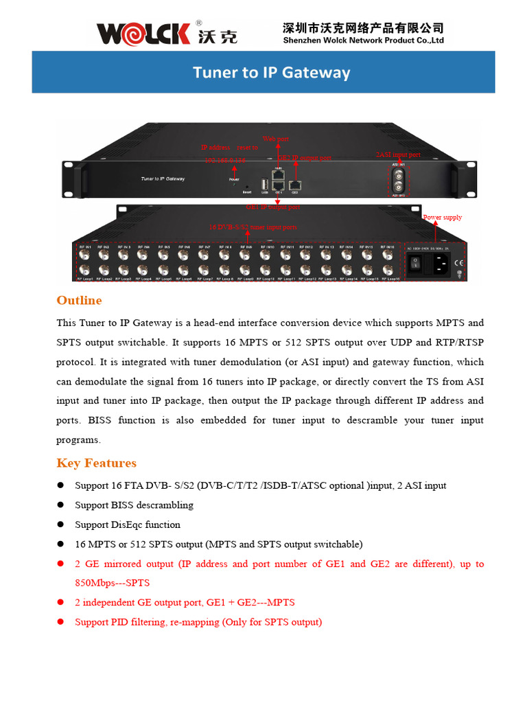 Tuner to IP Gateway Overview | PDF | Multicast | Computer Engineering