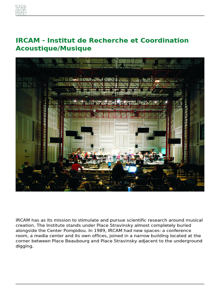 IRCAM by Renzo Piano: Project Overview | PDF | Architectural Design ...