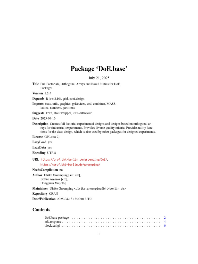 DoE.base: Full Factorial Designs | PDF | Comma Separated Values ...