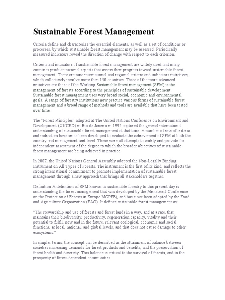 Criteria for Sustainable Forest Management | PDF | Sustainability ...