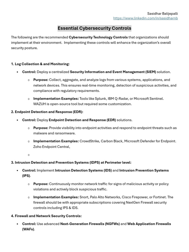 Essential Cybersecurity Controls 1729231885 | PDF | Security | Computer ...