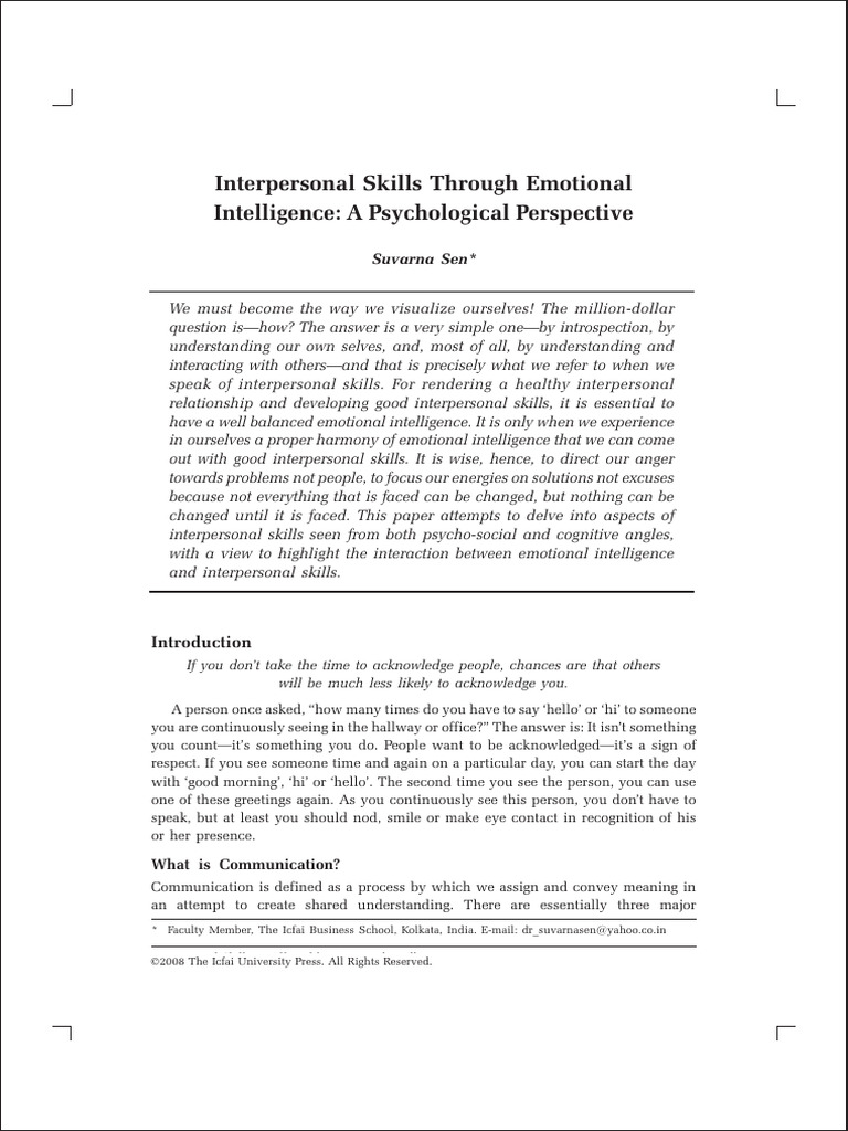 Interpersonal Skills Through Emotional | PDF | Communication | Empathy