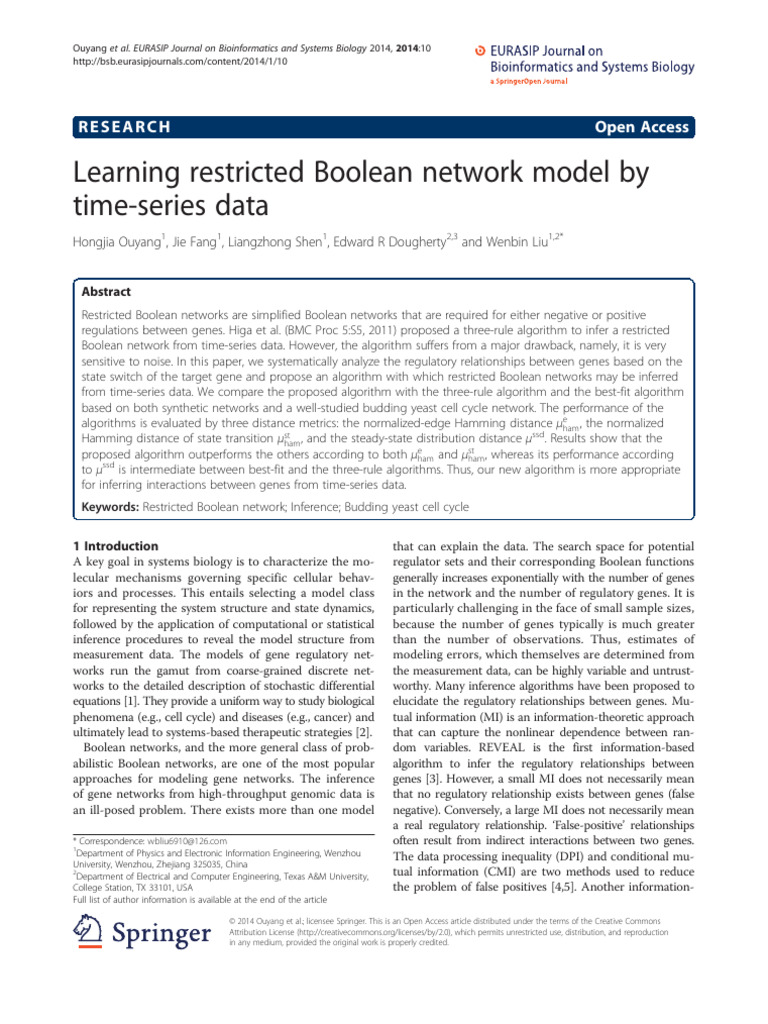 Inferring Gene Networks from Time-Series Data | PDF | Statistical ...