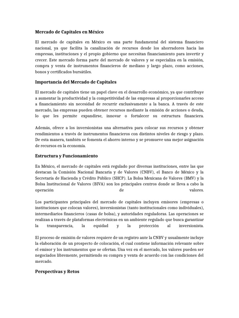 Mercado de Capitales en México: Claves y Retos | PDF | Bolsa | Bancos
