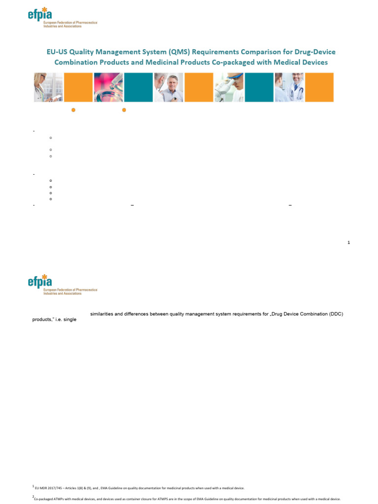 EU-US QMS for Drug-Device Products | PDF | Medical Device | Quality ...