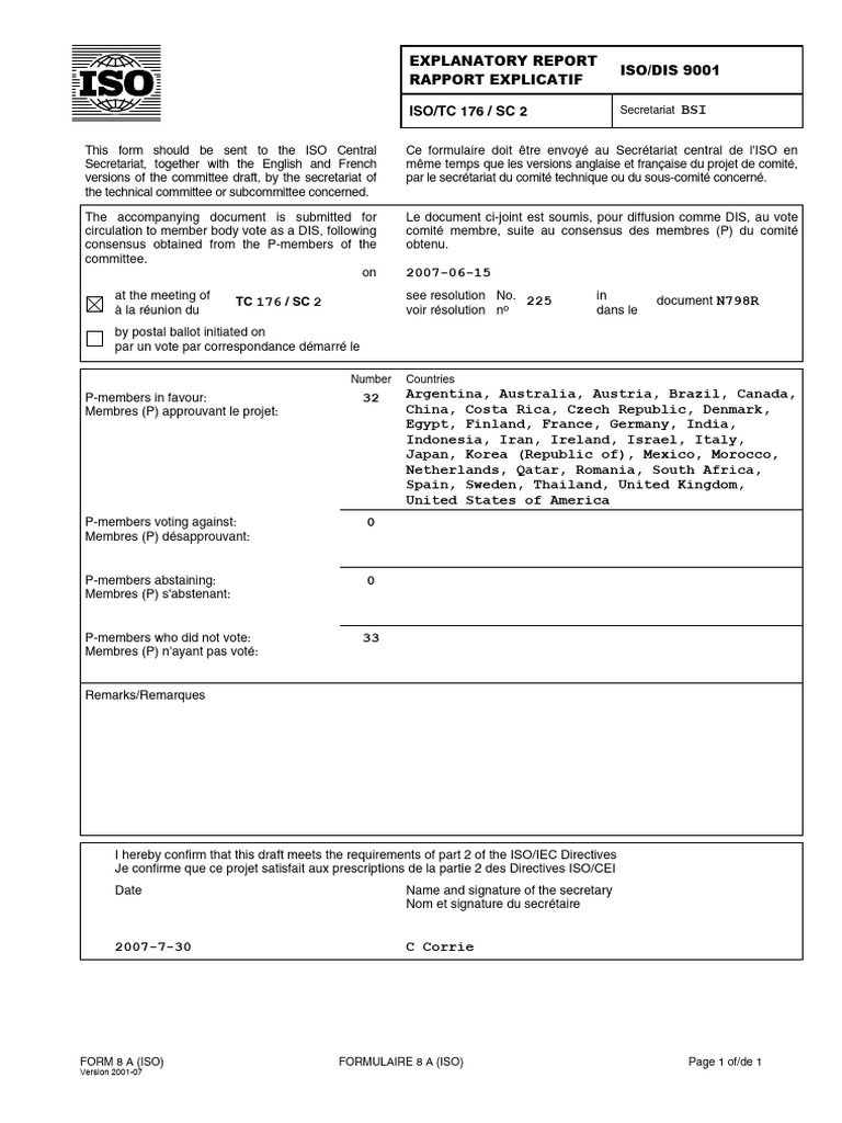 Rapport explicatif ISO/DIS 9001 | PDF | Organisation internationale de ...