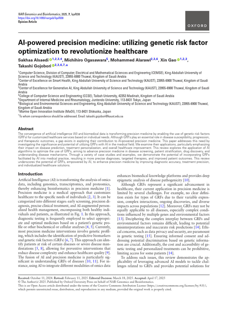 AI-Enhanced Genetic Risk Factors in Healthcare | PDF | Personalized ...