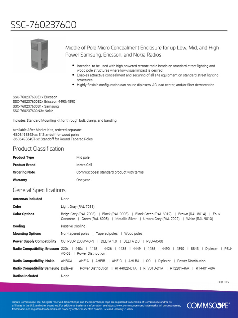 SSC 760237600 Product Specifications | PDF