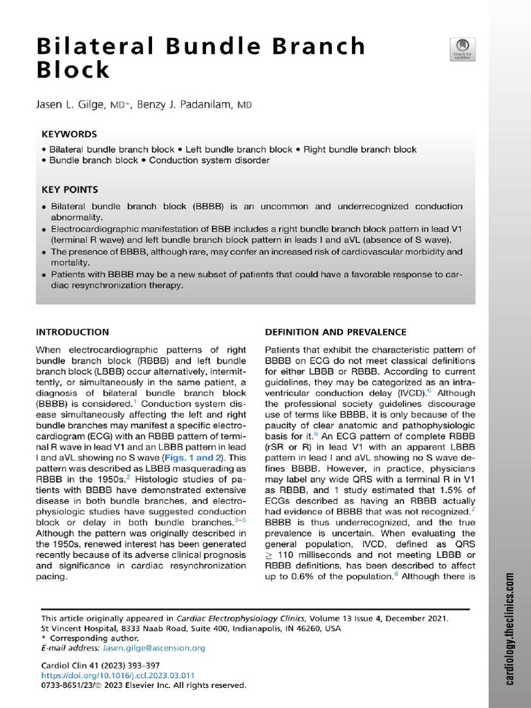 Understanding Bilateral Bundle Branch Block | PDF | Electrocardiography ...