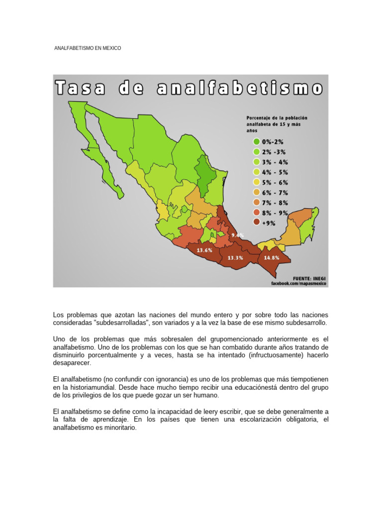 Analfabetismo En Mexico Pdf Literatura
