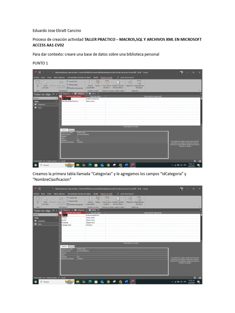 Taller Práctico: Macros y SQL en Access | PDF