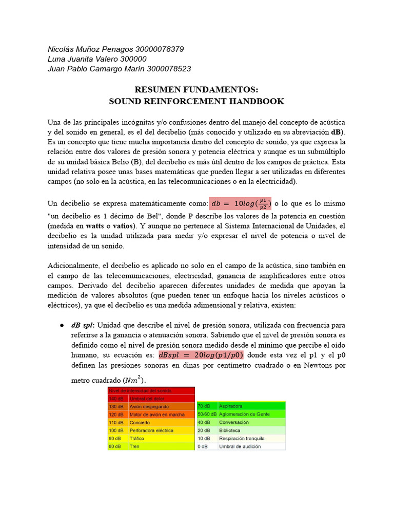 Fundamentos del Decibelio y RMS en Sonido | PDF | Decibel | Sonido