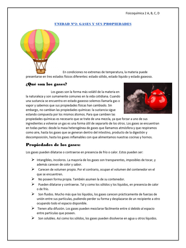 Unidad 2 - Gases y Sus Propiedades | PDF | Gases | Importar