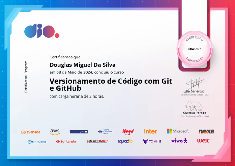 Certificado de Conclusão: Git e GitHub | PDF