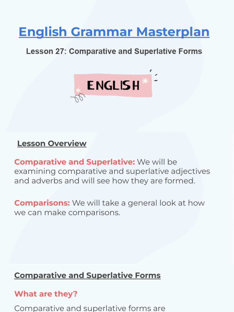 Comparative and Superlative Forms Guide | PDF | Syntax | Grammar