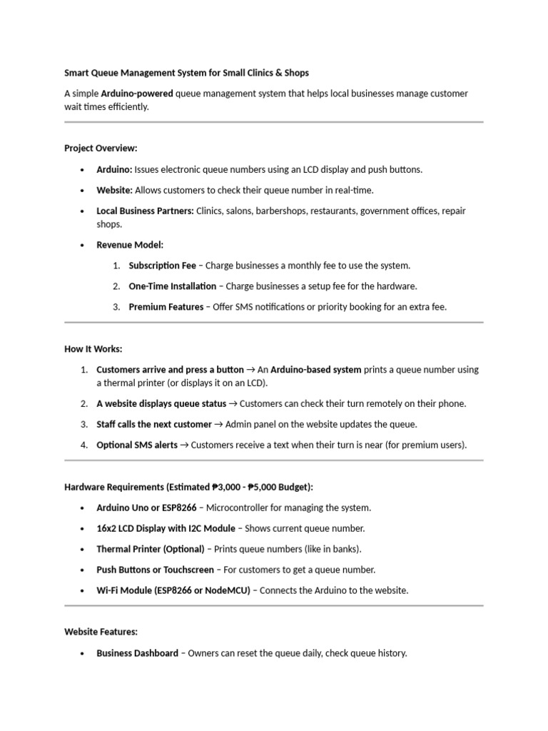 Smart Queue Management System For Small Clinics Proposal | PDF ...