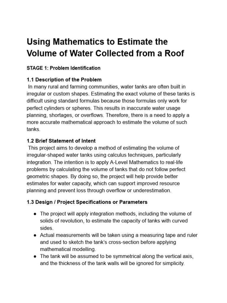 Estimating Irregular Tank Volumes Using Calculus | PDF | Volume ...