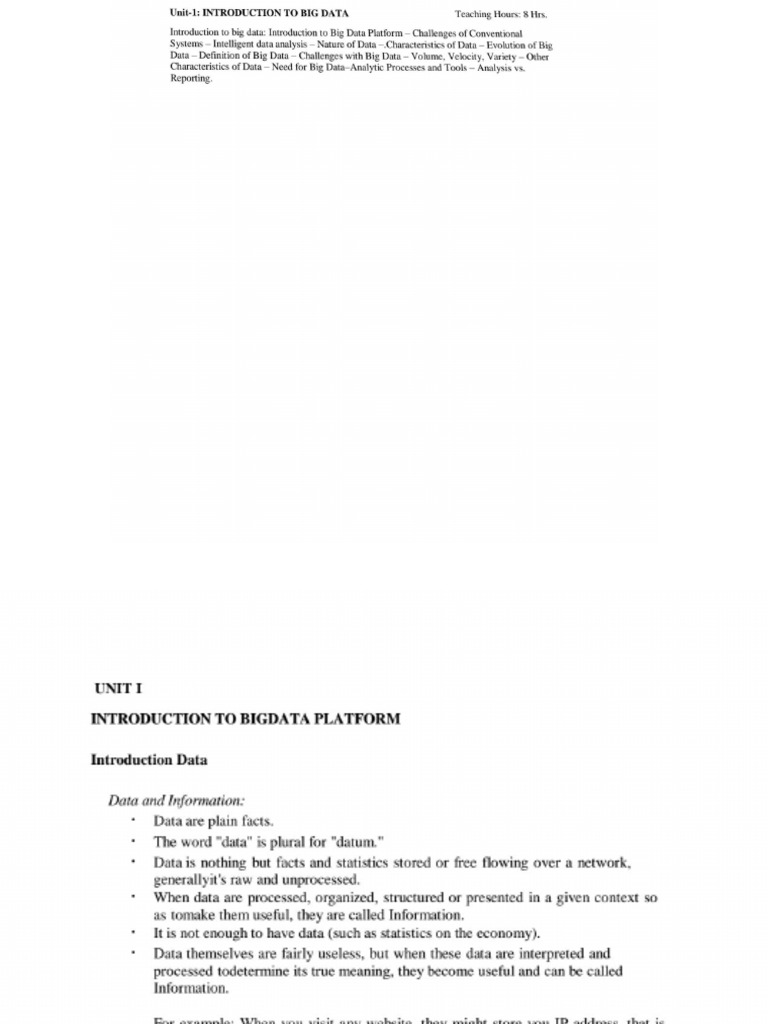 Unit 1 Big Data | PDF