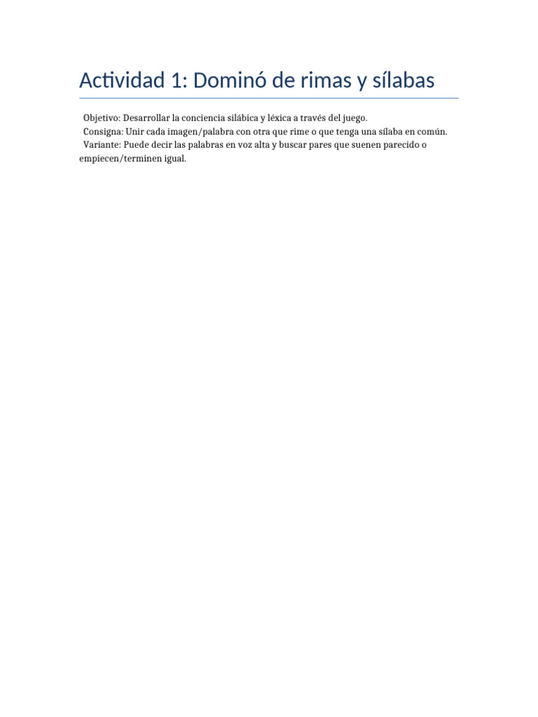 Dominó de Rimas para Niños | PDF