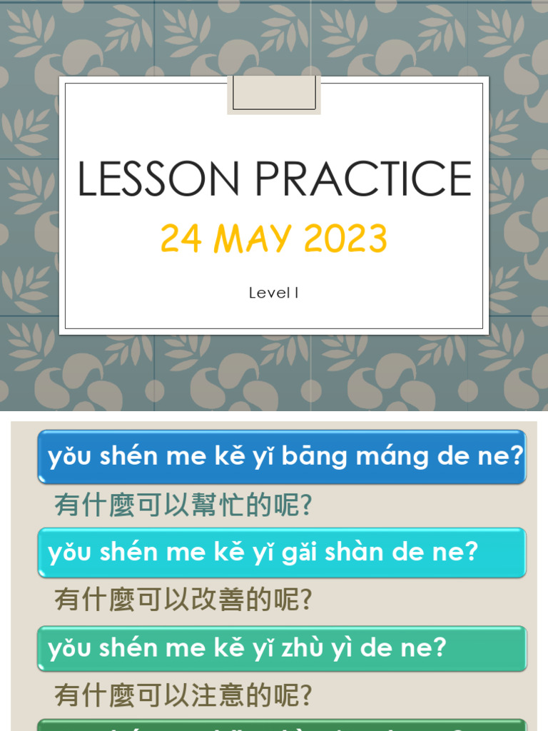 Lesson Practice 20230524 Level 1 | PDF