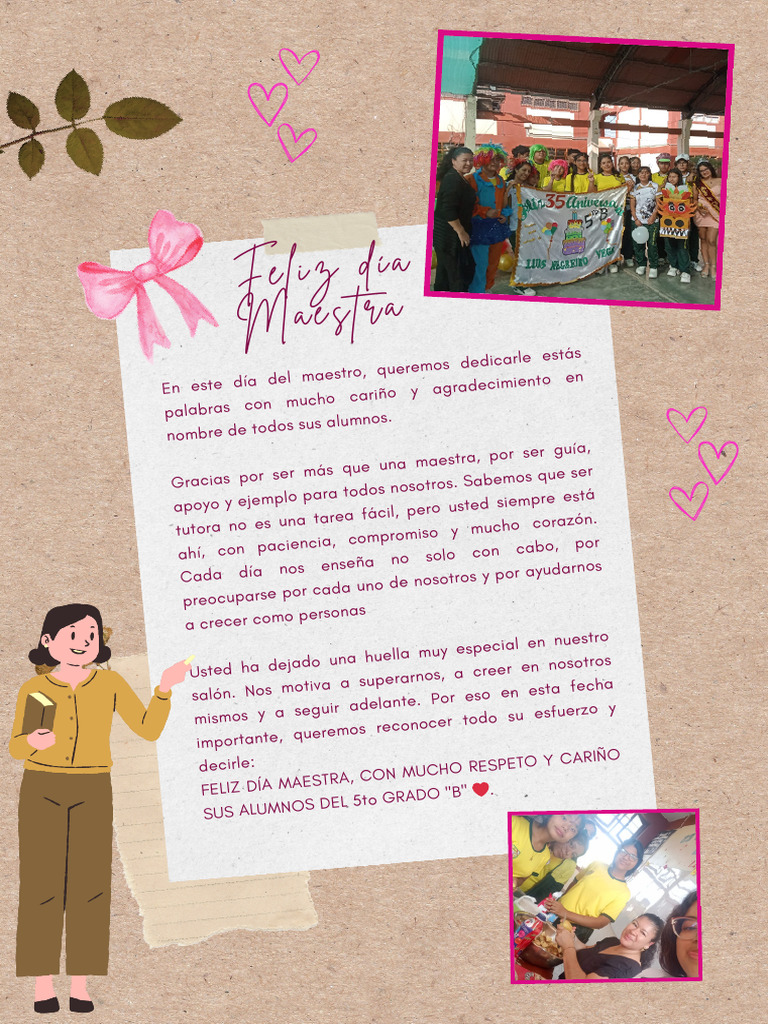 Mensaje de agradecimiento a la maestra | PDF
