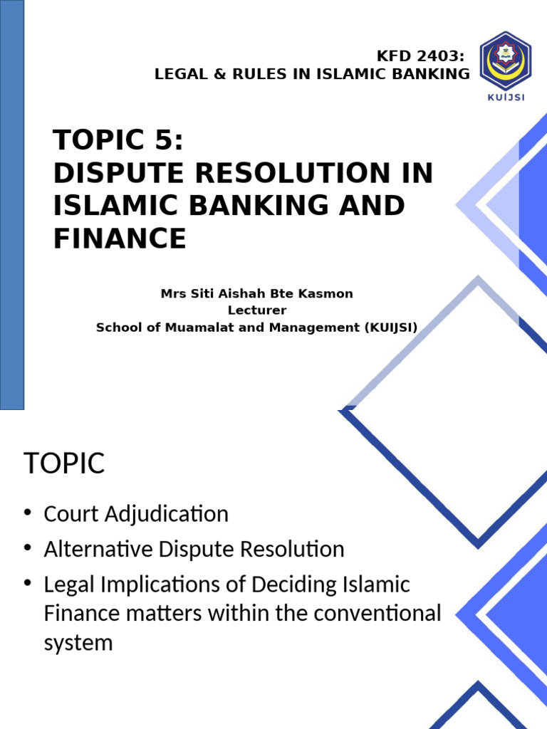 Dispute Resolution in Islamic Banking | PDF | Alternative Dispute ...