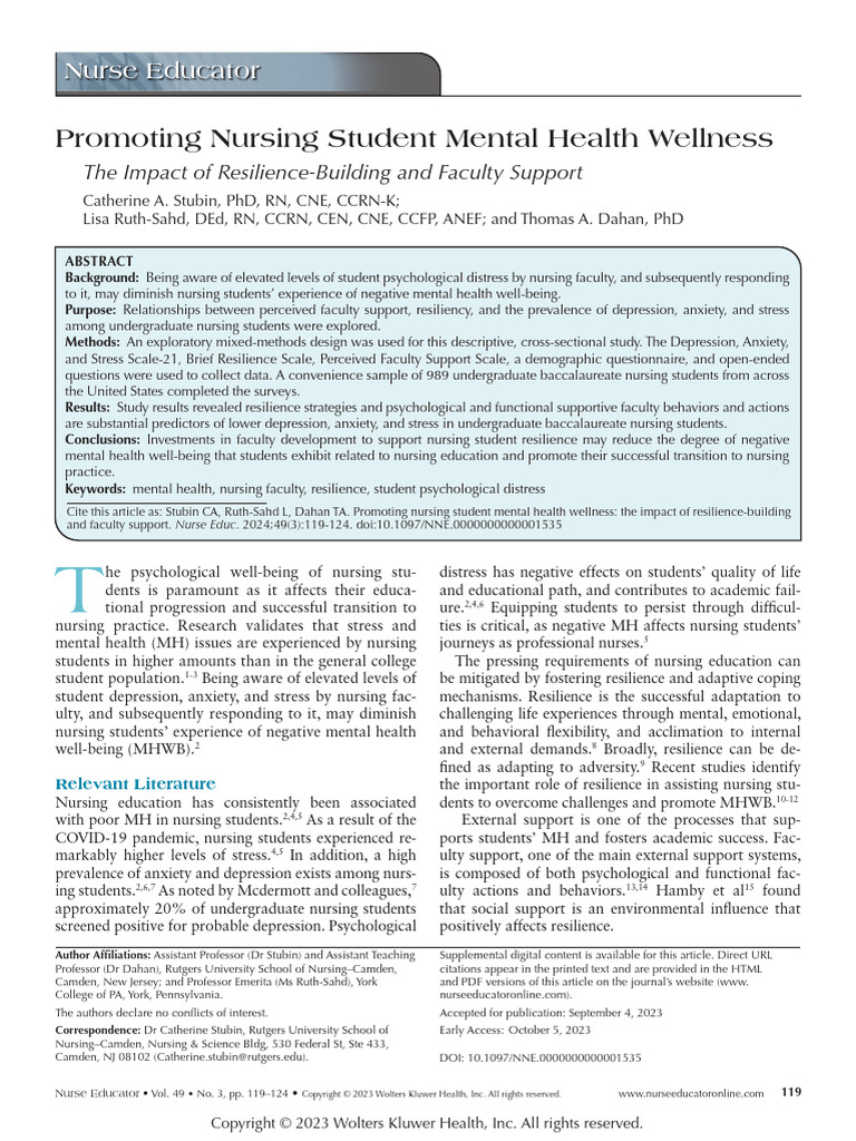 Enhancing Nursing Student Mental Health | PDF | Psychological ...