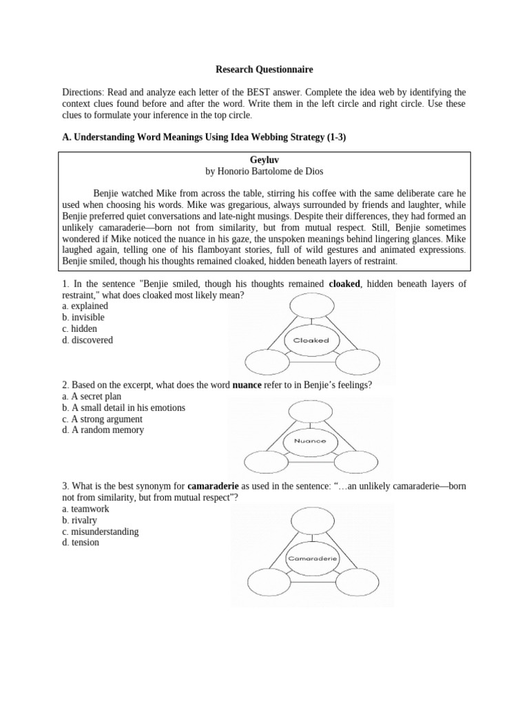 Research Questionnaire on Word Meanings | PDF