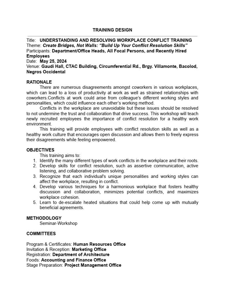 Workplace Conflict Resolution Training | PDF | Conflict Resolution ...