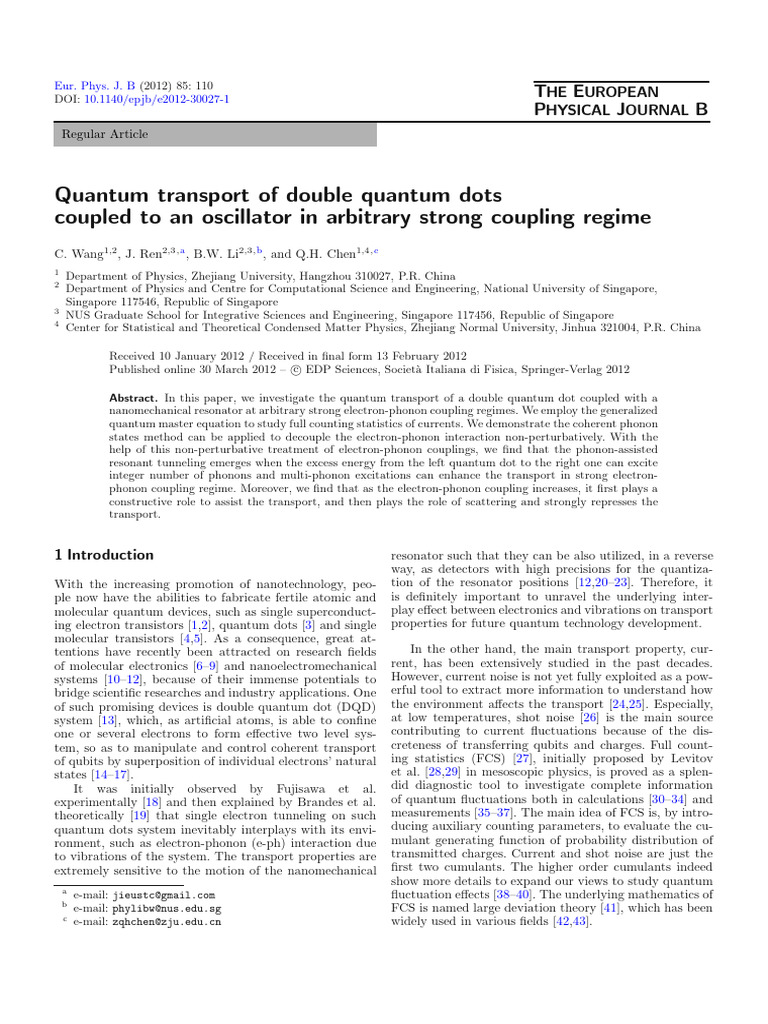 Quantum Transport of Double Quantum Dots Coupled To An Oscillator in ...