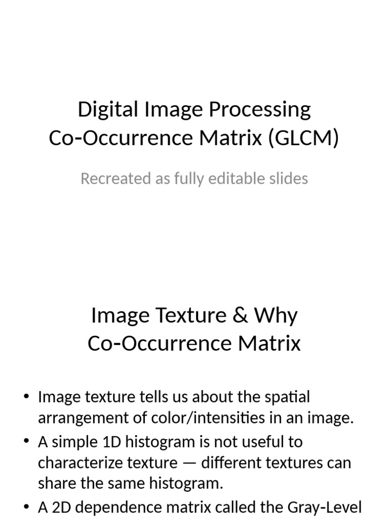 GLCM Example in Texture Analysis | PDF