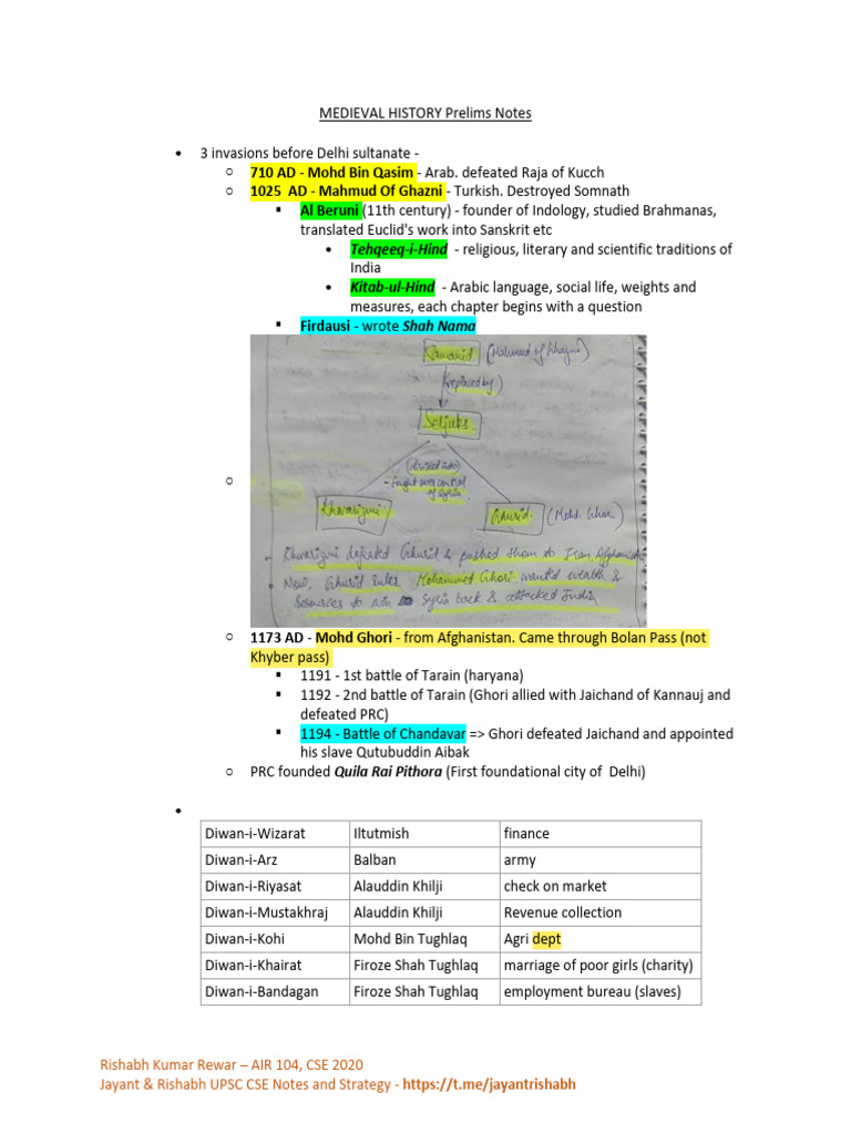 Medieval History UPSC CSE Notes | PDF | Mughal Empire