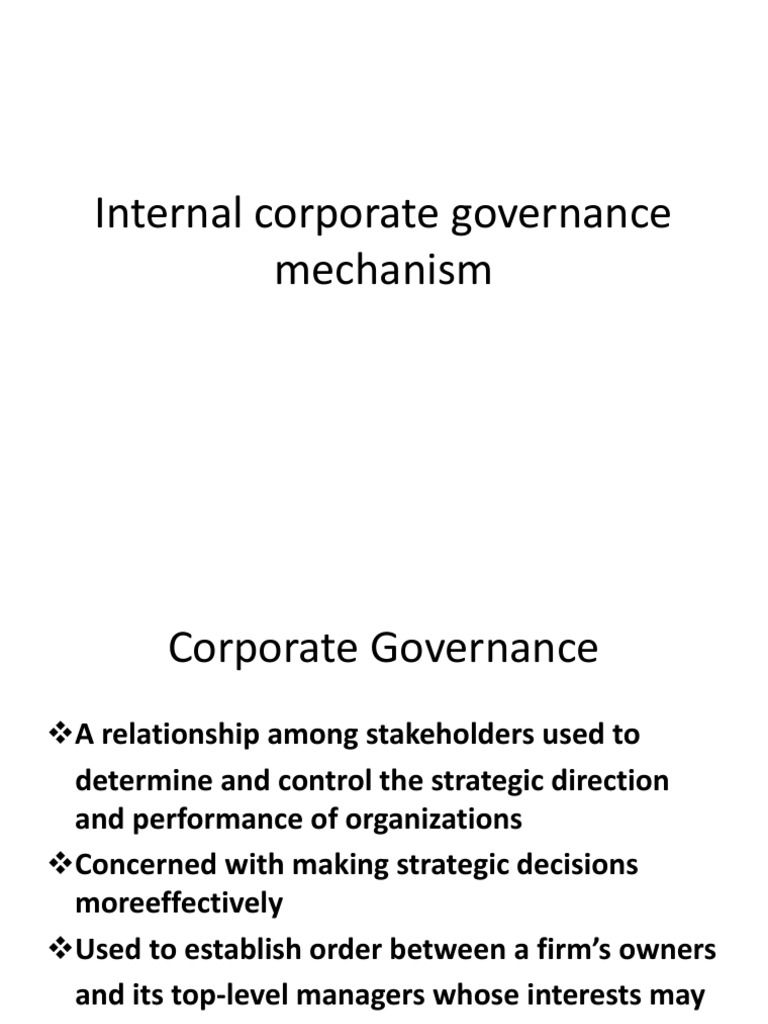 Internal Corporate Governance Mechanism | Download Free PDF | Board Of ...